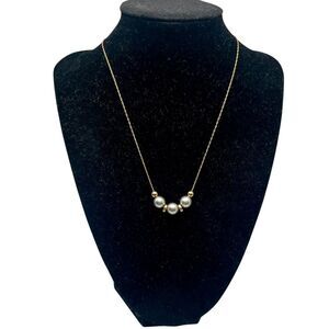 Vtg Sarah Coventry Silver Tone Faux Pearl Gold Tone 16” Chain Necklace Cassandra